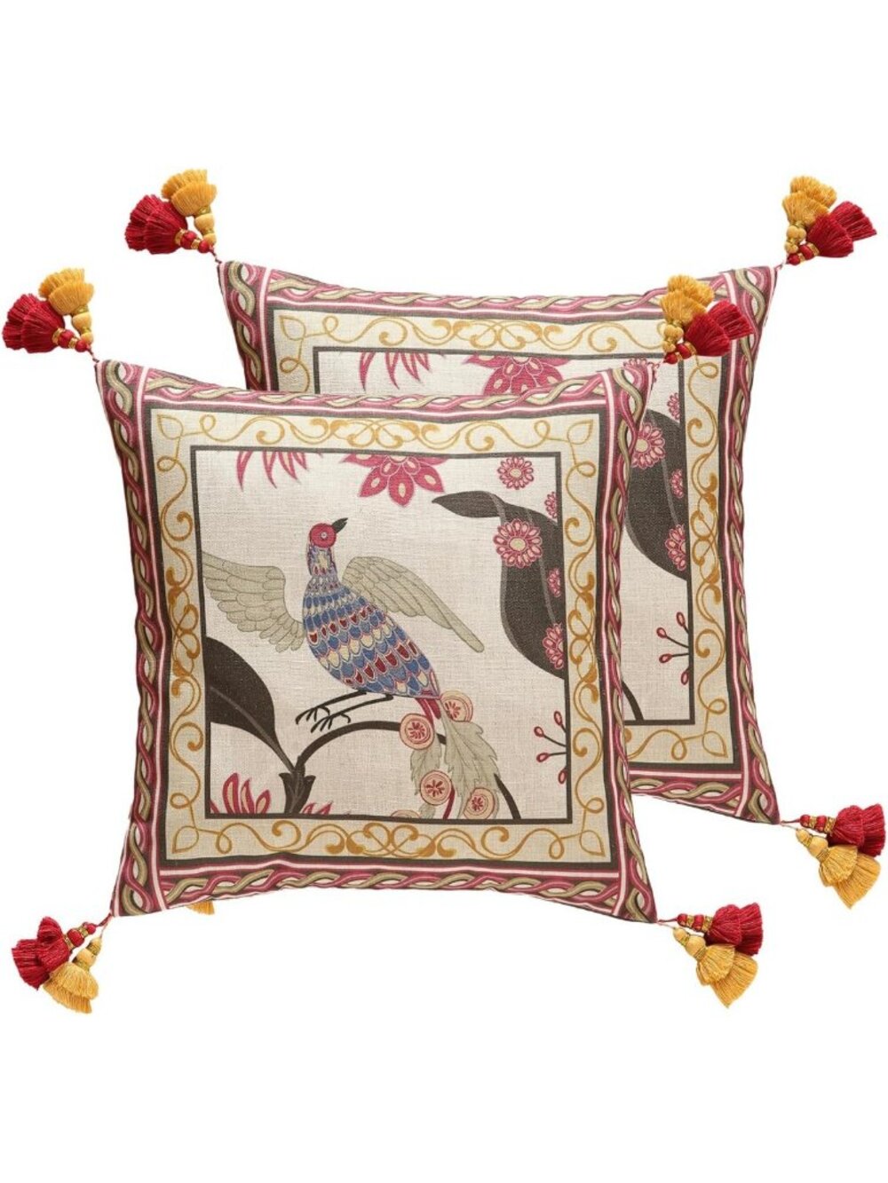 Vintage Linen Throw Pillow Covers, 18"x18", Set of 2, Boho Home Decor
